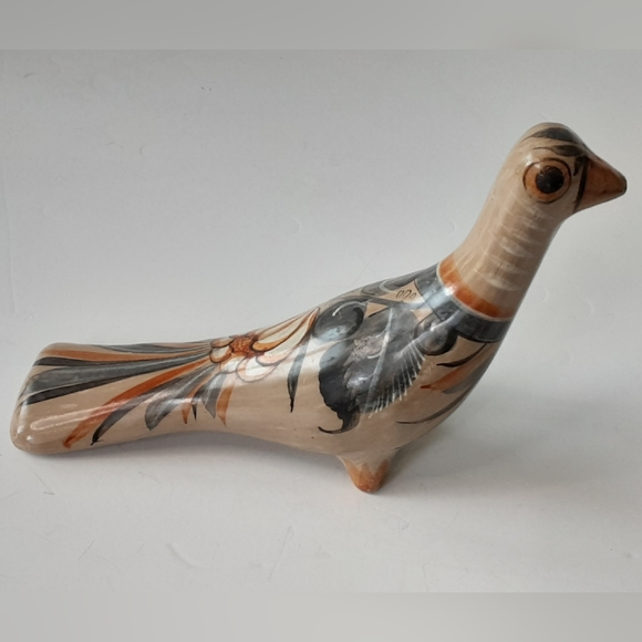 VTG MEXICAN TONALA Folk Art Hand Painted Long Tail Bird - Picture 4 of 11